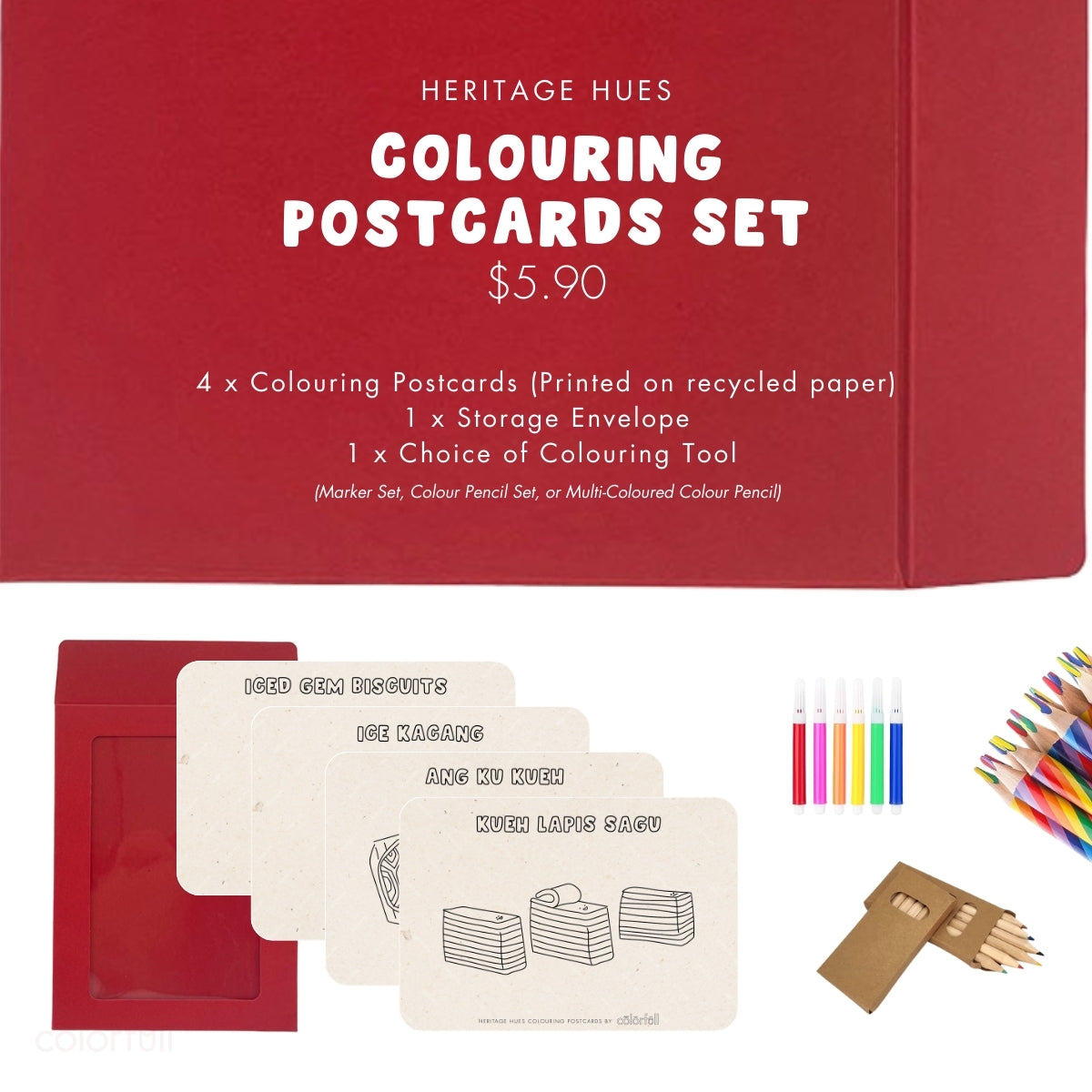 Colouring Post Card Set (National Day Special)