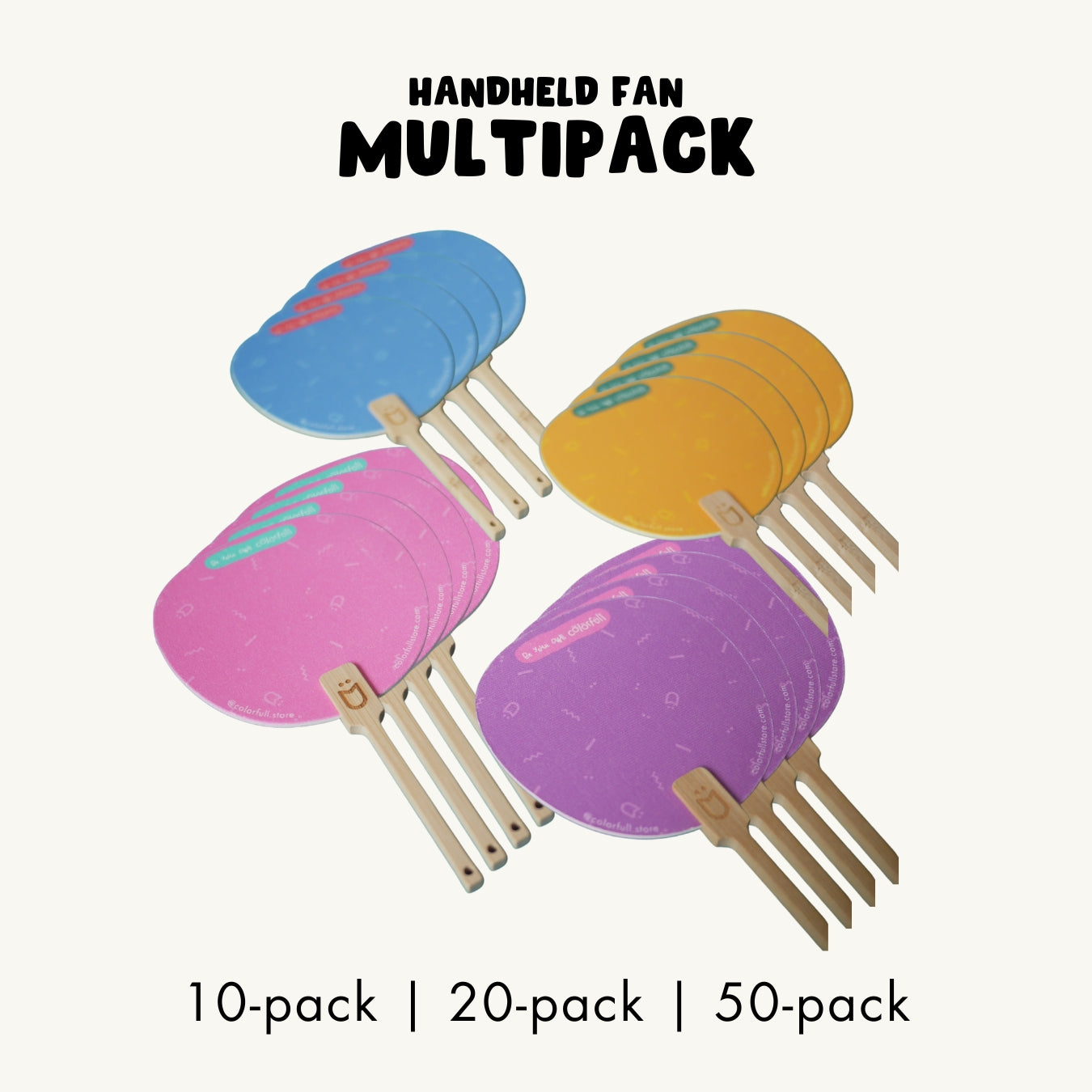 Handheld Wooden Fan Multipack