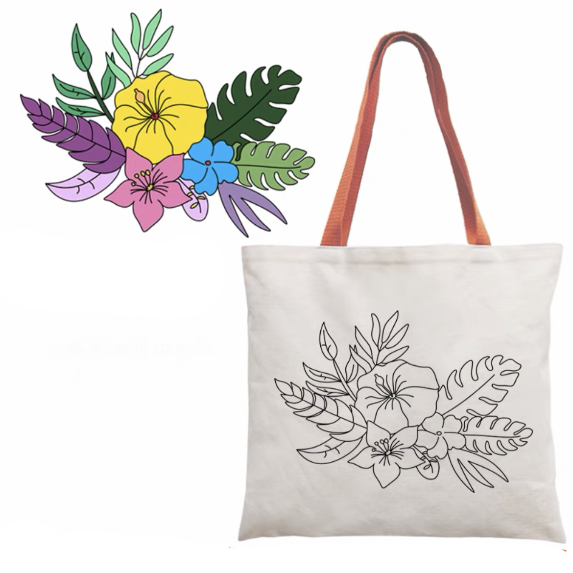 DIY Tote Bag Painting Kit (Orange Handle) - Ages 6 to adults