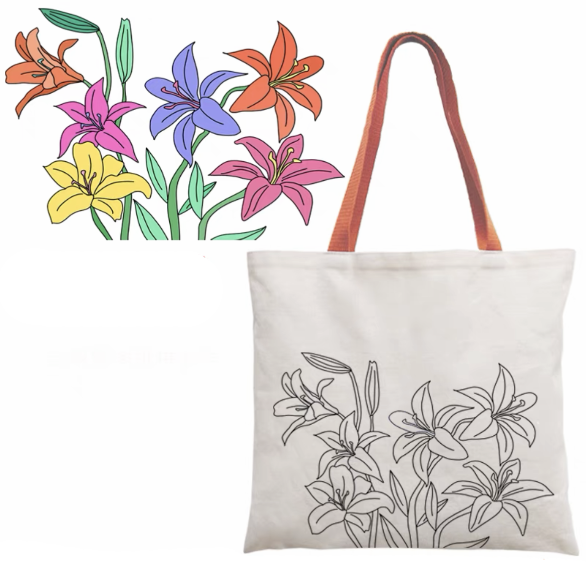 DIY Tote Bag Painting Kit (Orange Handle) - Ages 6 to adults