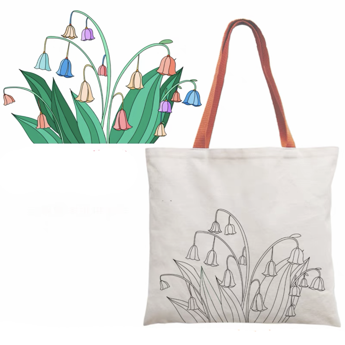 DIY Tote Bag Painting Kit (Orange Handle) - Ages 6 to adults