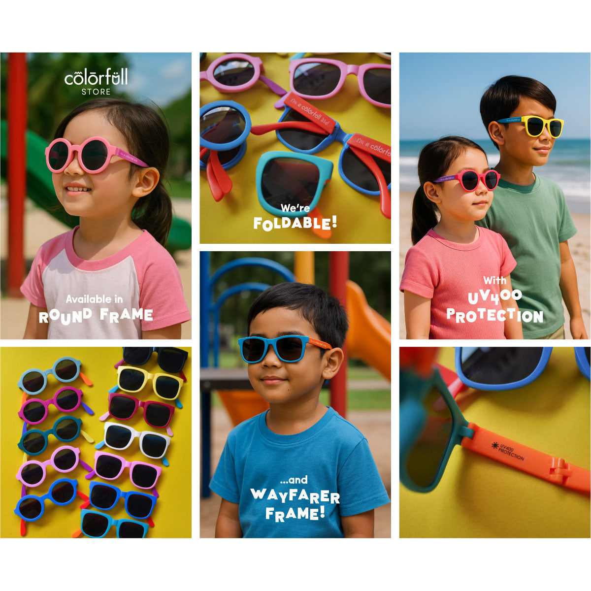 Colourblock Sunnies (Wayfarer / Round) UV400 Protection