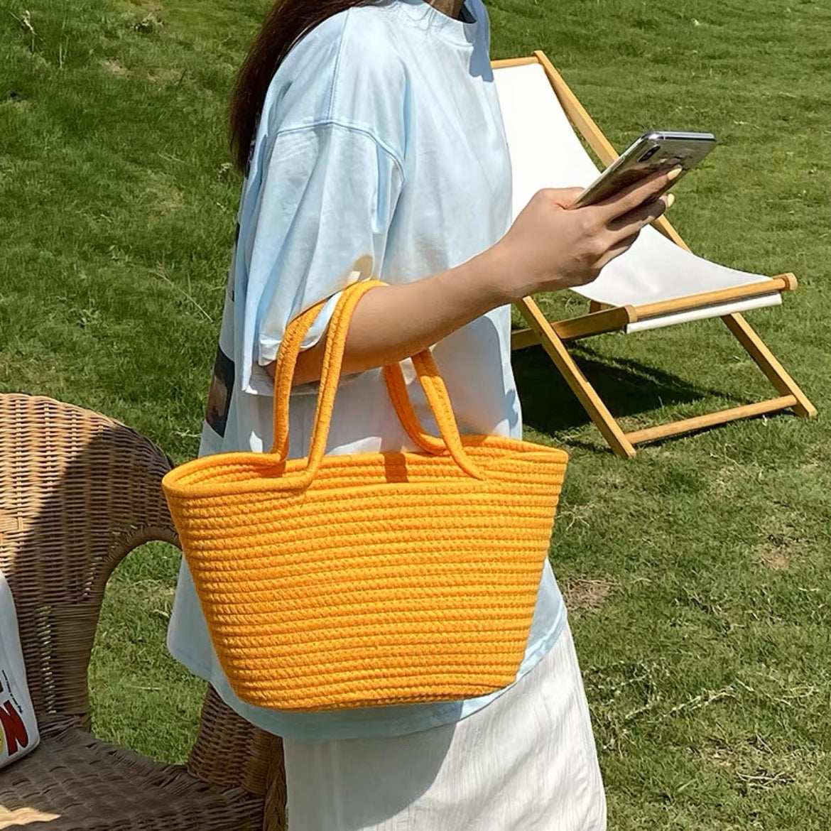(Large) Beach Weave Basket Tote