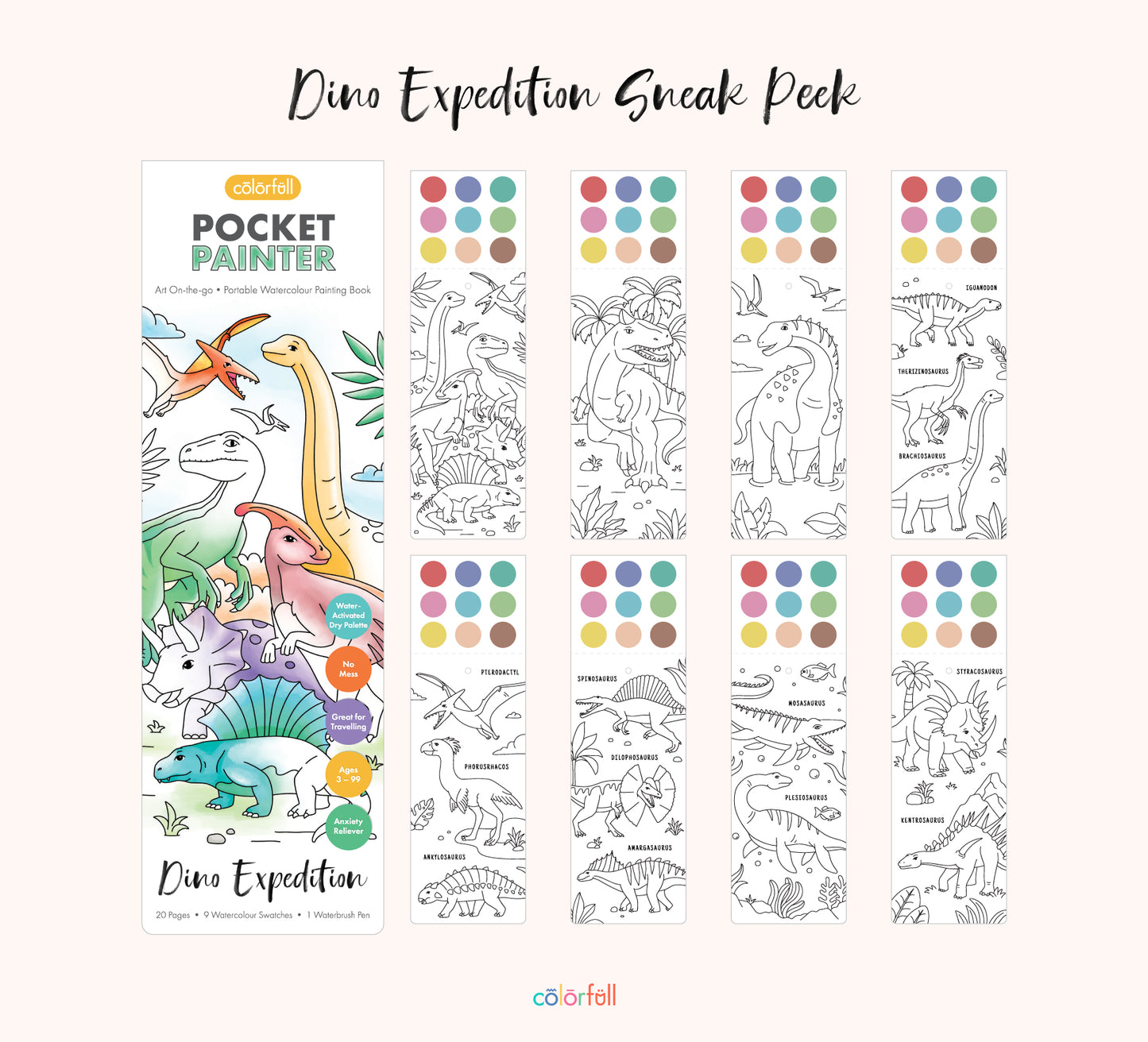 Dinosaur Expedition Pocket Painter Watercolour Painting Book (Ages 3-99)