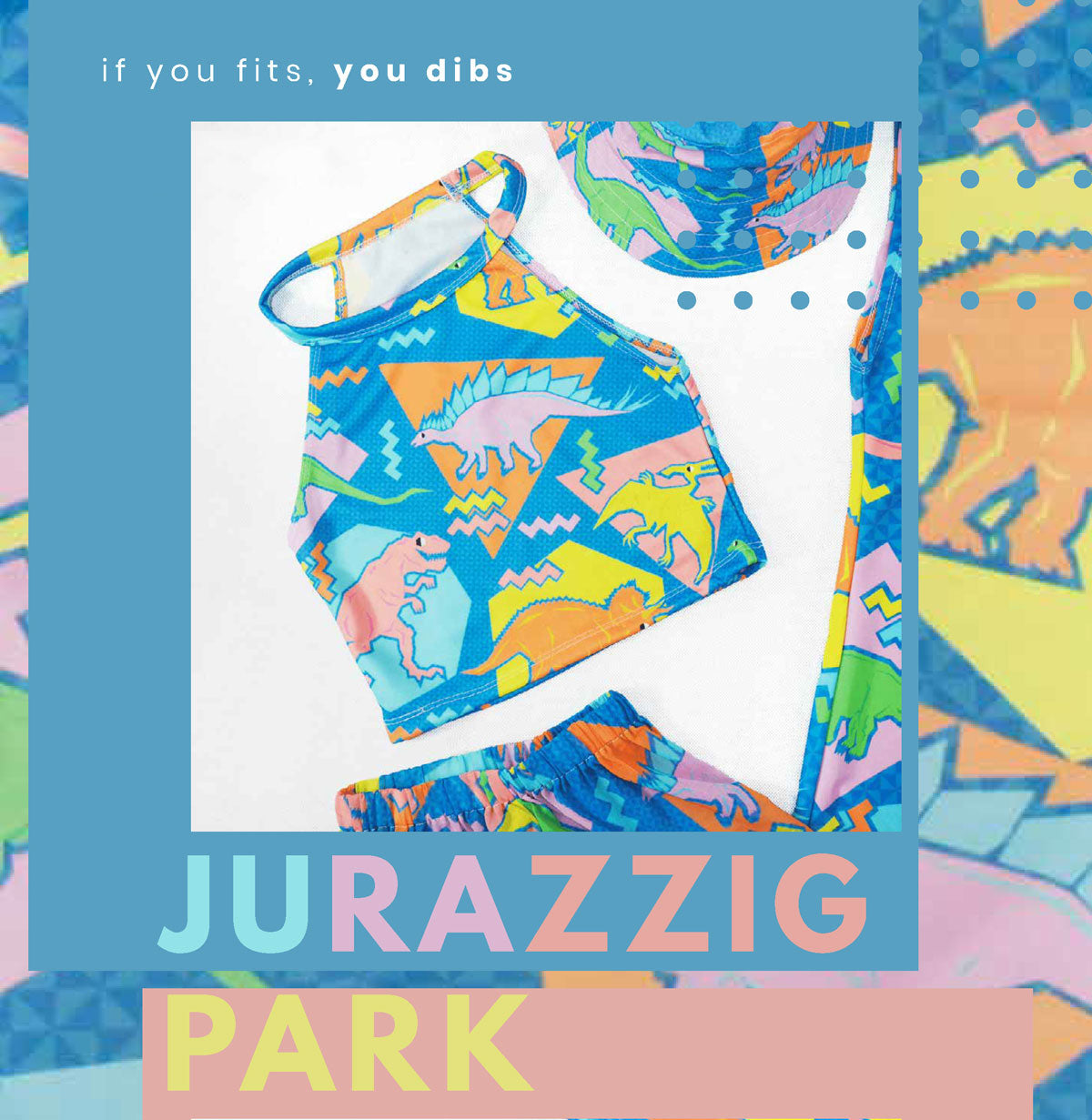 Jurazzig Park Dinosaur Halter Crop Top
