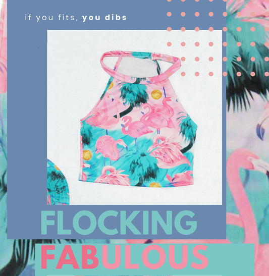 Flocking Fabulous Flamingo Halter Crop Top