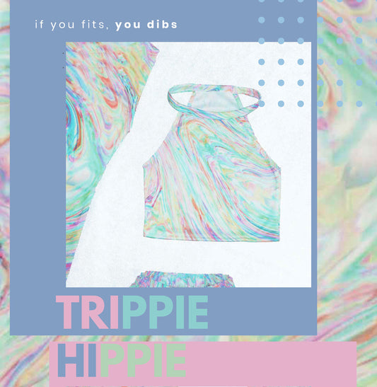 Trippie Hippie Pastel Marble Halter Crop Top
