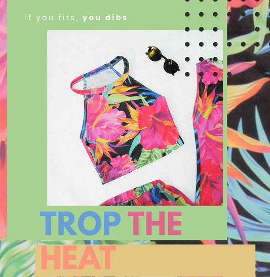 Trop the Heat Tropical Halter Crop Top