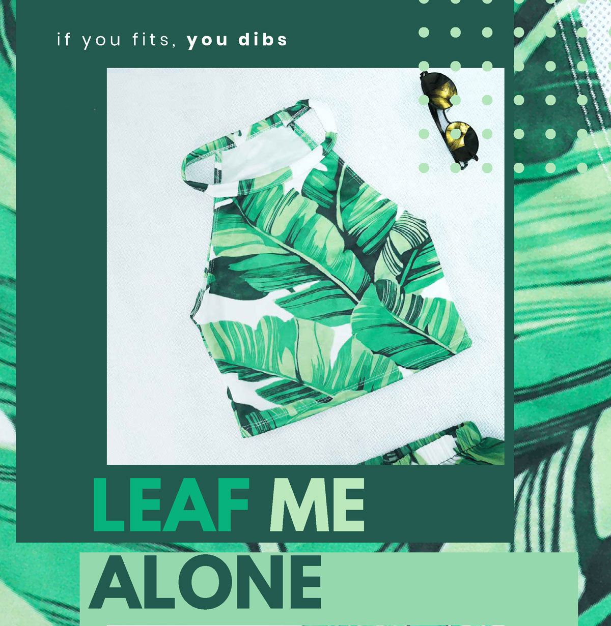 Leaf me Alone Tropical Halter Crop Top