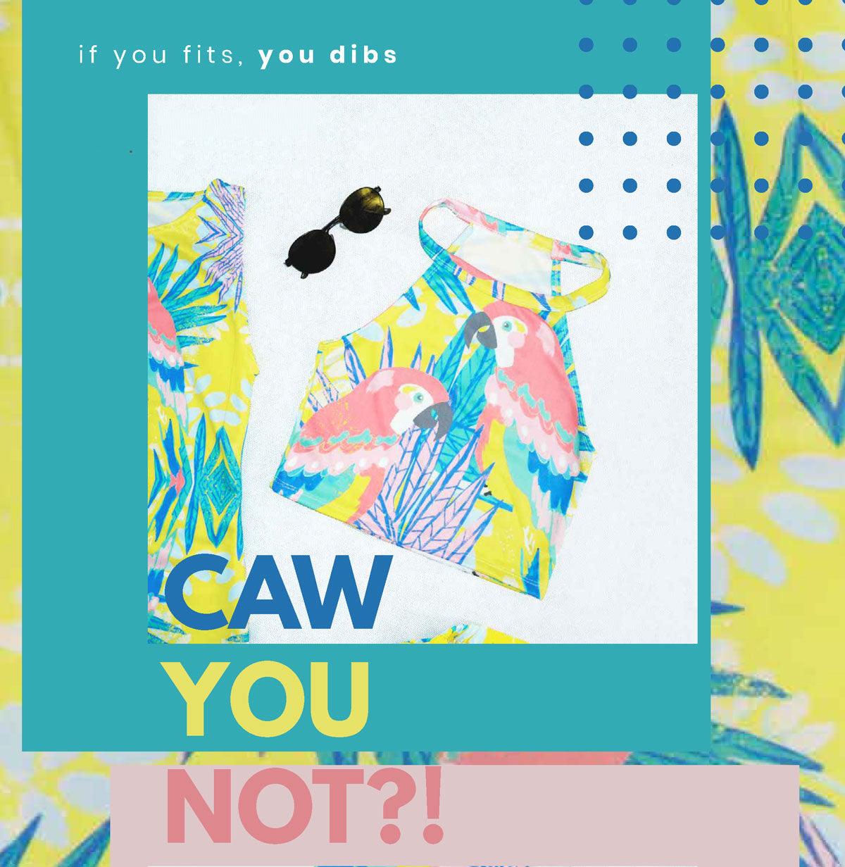 Caw You Not Yellow Parrot Halter Crop Top