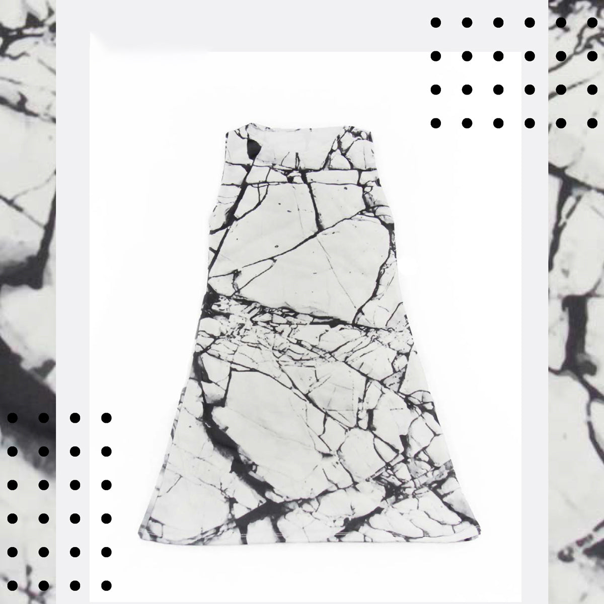Marble Crack Black and White Shift Beach Dress