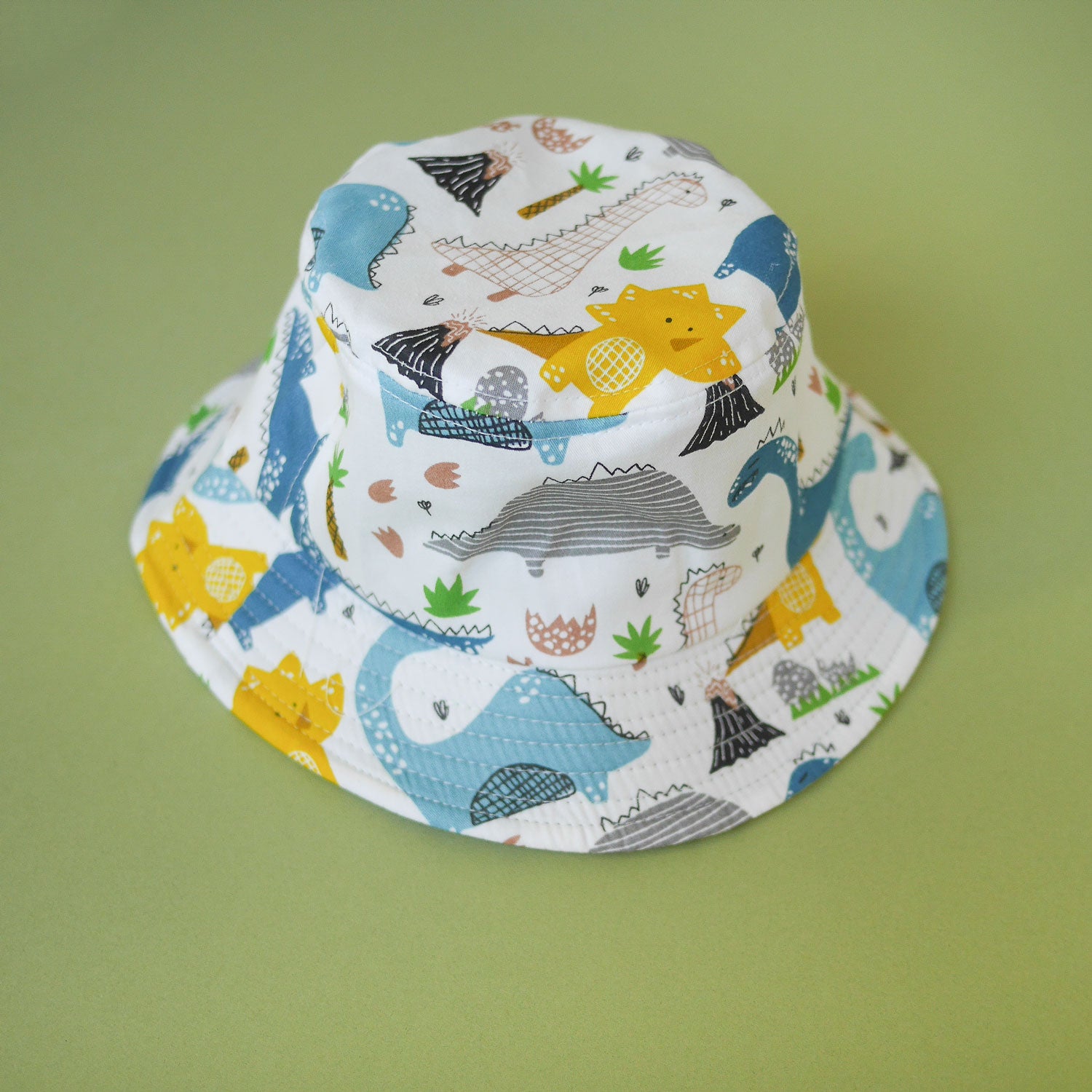 Sun Hat: Green Dinosaurs Medium