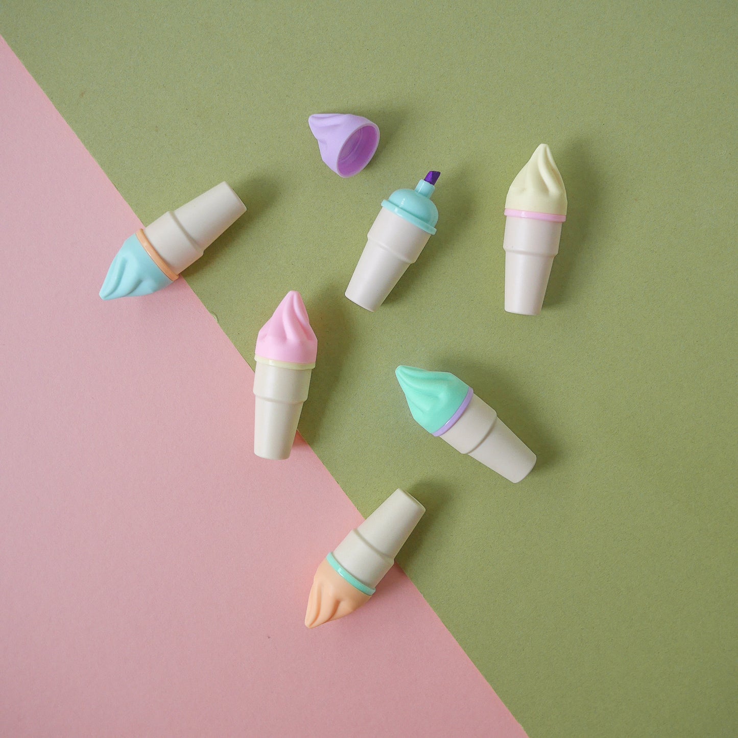 Mini Ice Cream Cone Highlighter Pen (Set of 6)