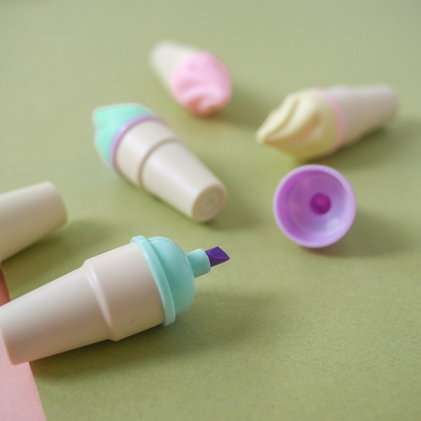 Mini Ice Cream Cone Highlighter Pen (Set of 6)