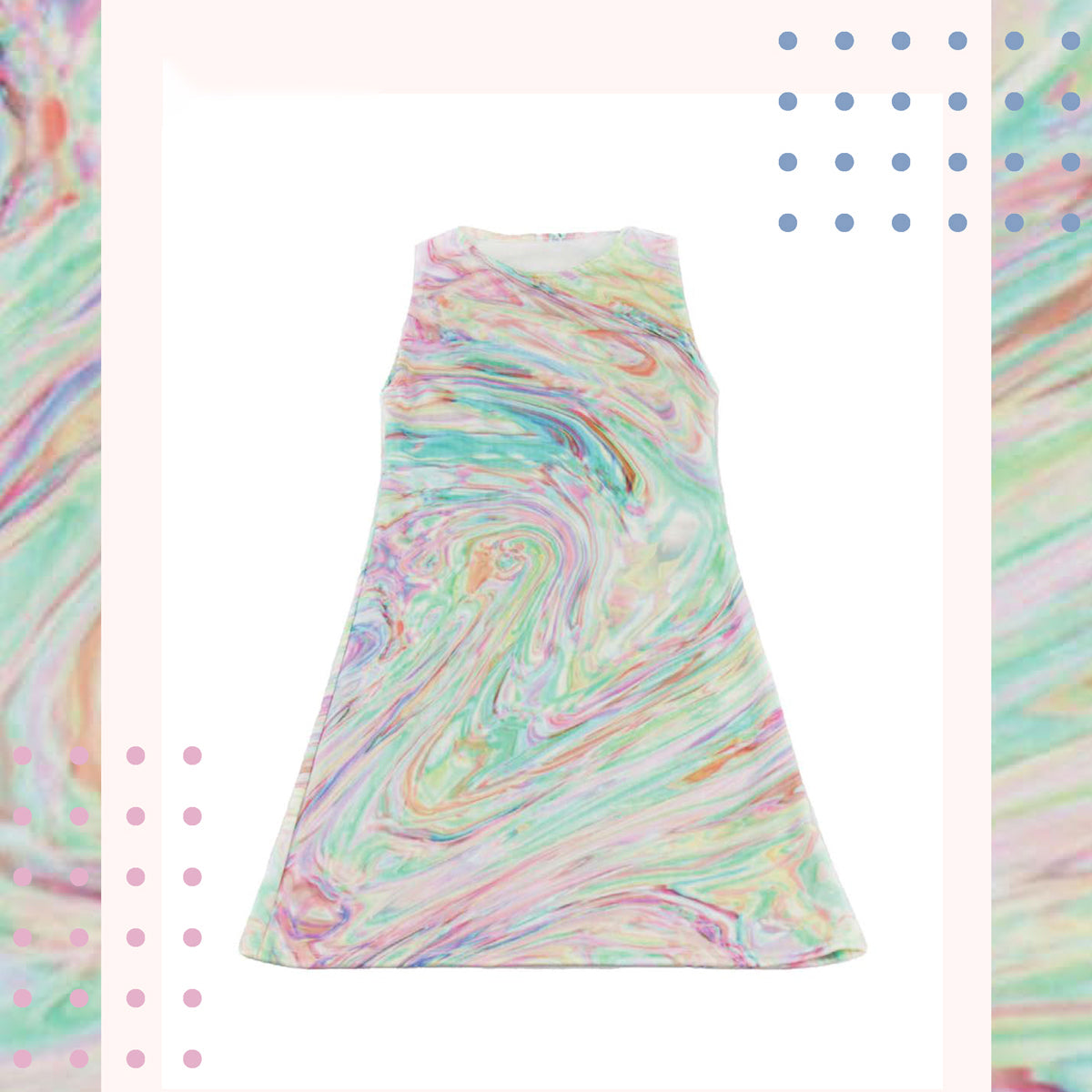 Trippie Hippie Pastel Marble Shift Beach Dress