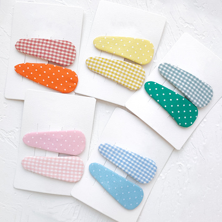 Gingham & Polka-dot Hair Clip Set - Colorfull Store