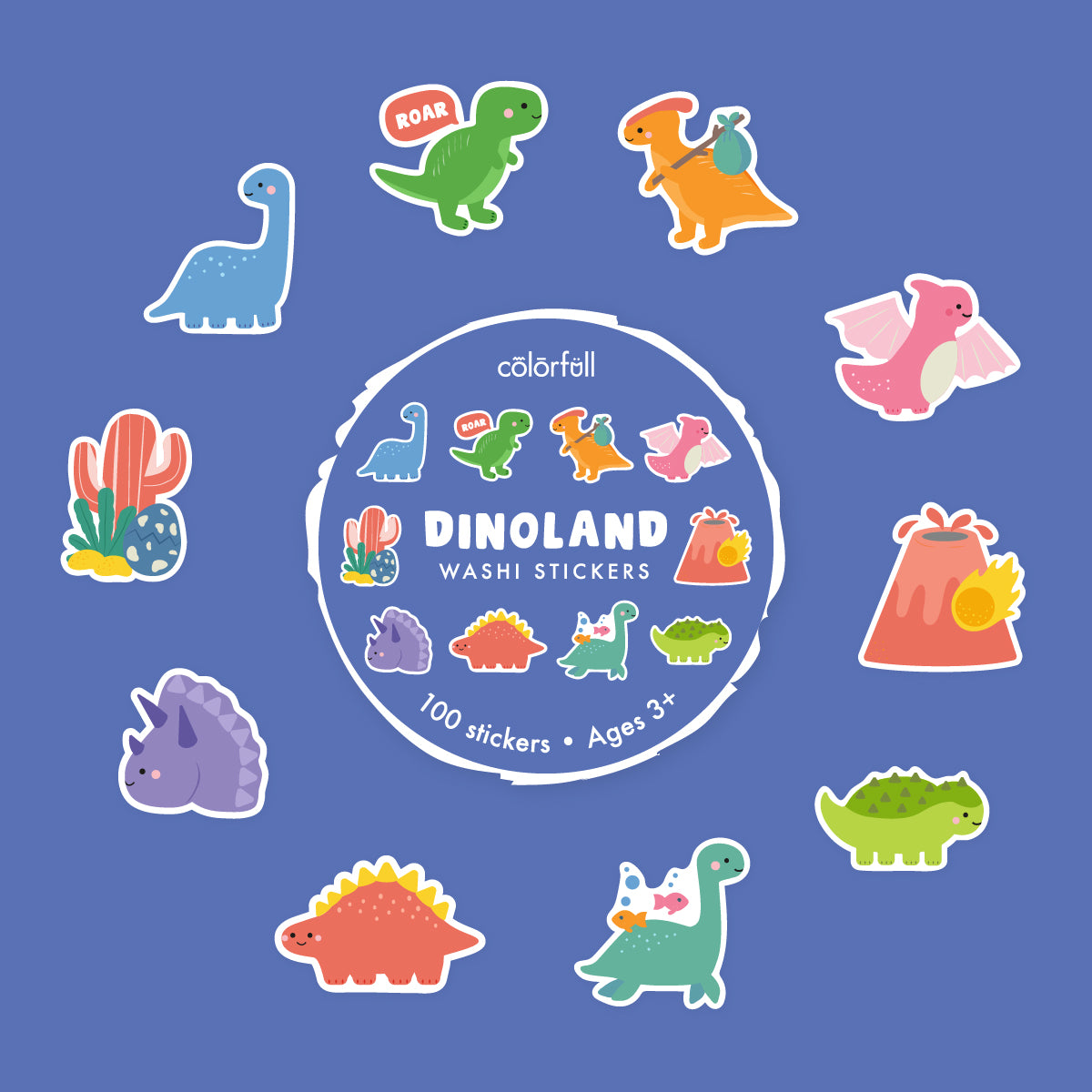 Dinoland Decorative Washi Stickers for Journaling • Scrapbooking