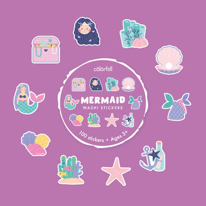 Mermaid Decorative Washi Stickers for Journaling • Scrapbooking