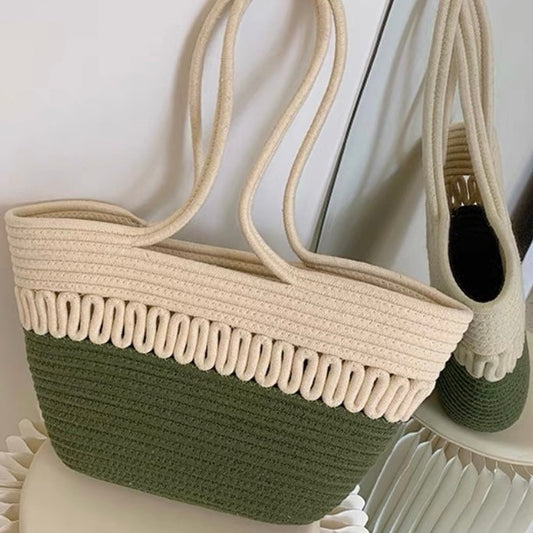 Olive Beach Weave Basket Tote (Large)