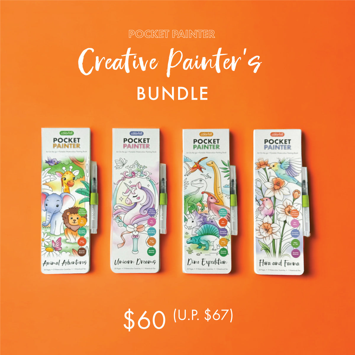 Creative Painter's Bundle - Pocket Painter Watercolour Painting Book (Set of 4)