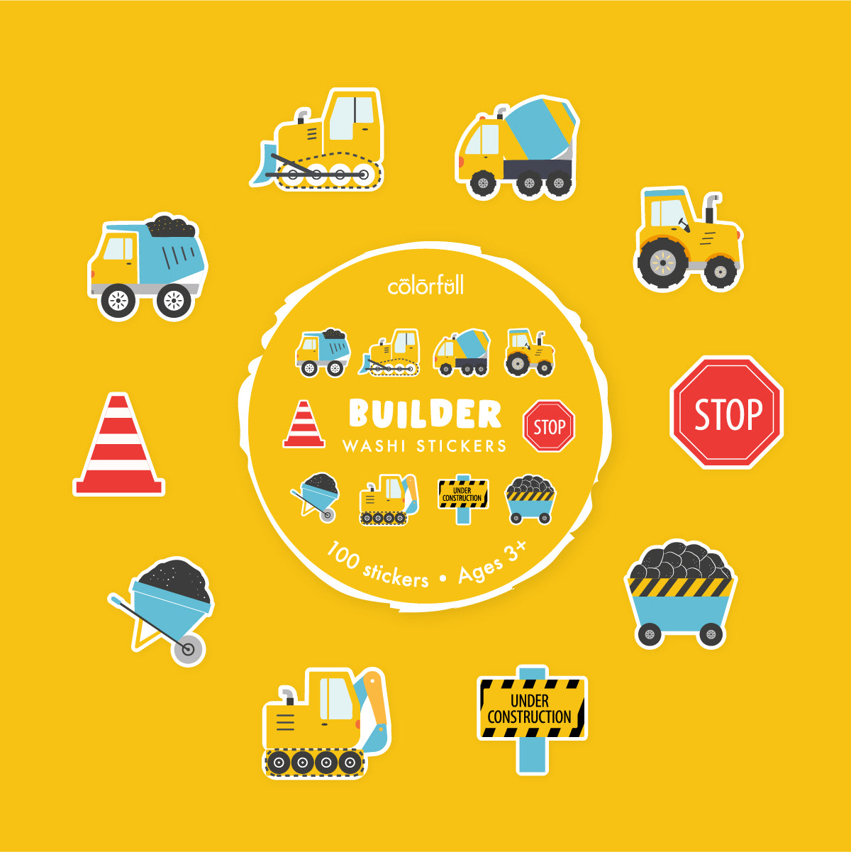 Construction Decorative Washi Stickers for Journaling • Scrapbooking