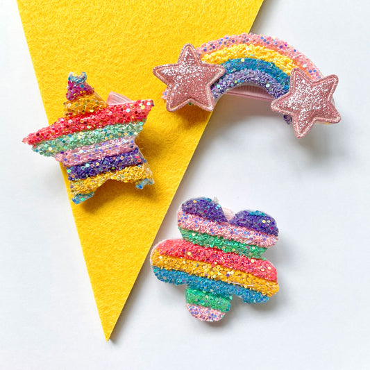 Jelly Glitter Hair Clips Set (Happy Skies) - Colorfull Store