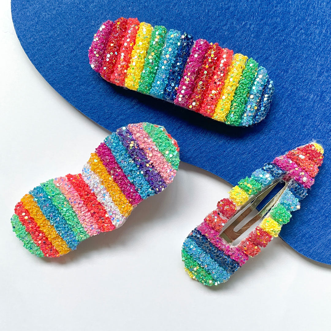 Jelly Glitter Hair Clips Set (Rainbow) - Colorfull Store