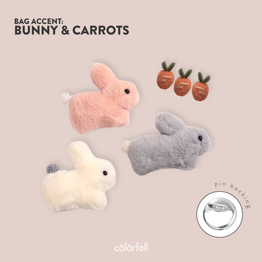 Handmade Rabbit and Carrot Brooch Set