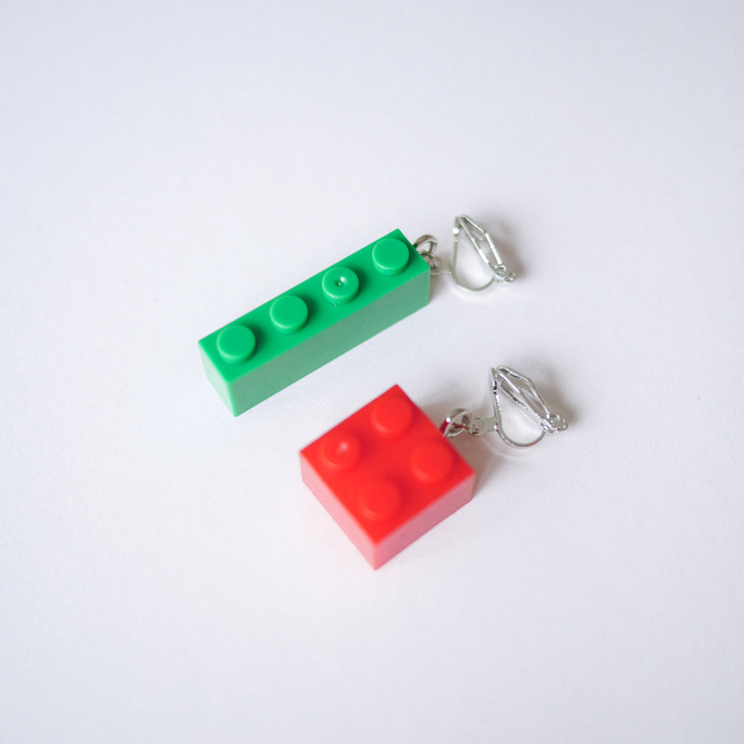 Building-block Clip-on Earrings - Colorfull