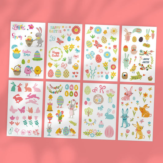 Assorted Easter Bunny Temporary Tattoo Sheet