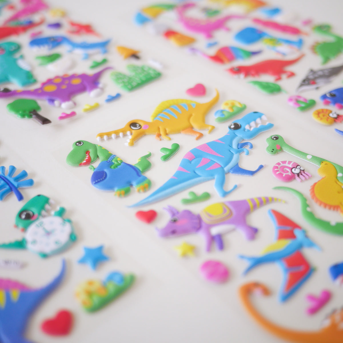 Funky Dino Puffy Stickers (Set of 4)