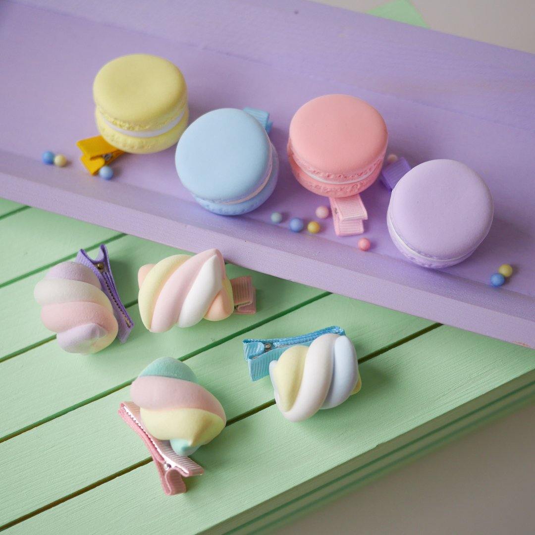 Marshmallows and Macarons Hairpin Set - Colorfull