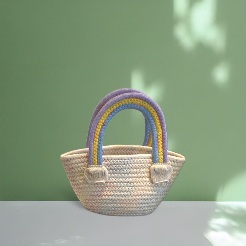 Rainbow Weave Basket Tote