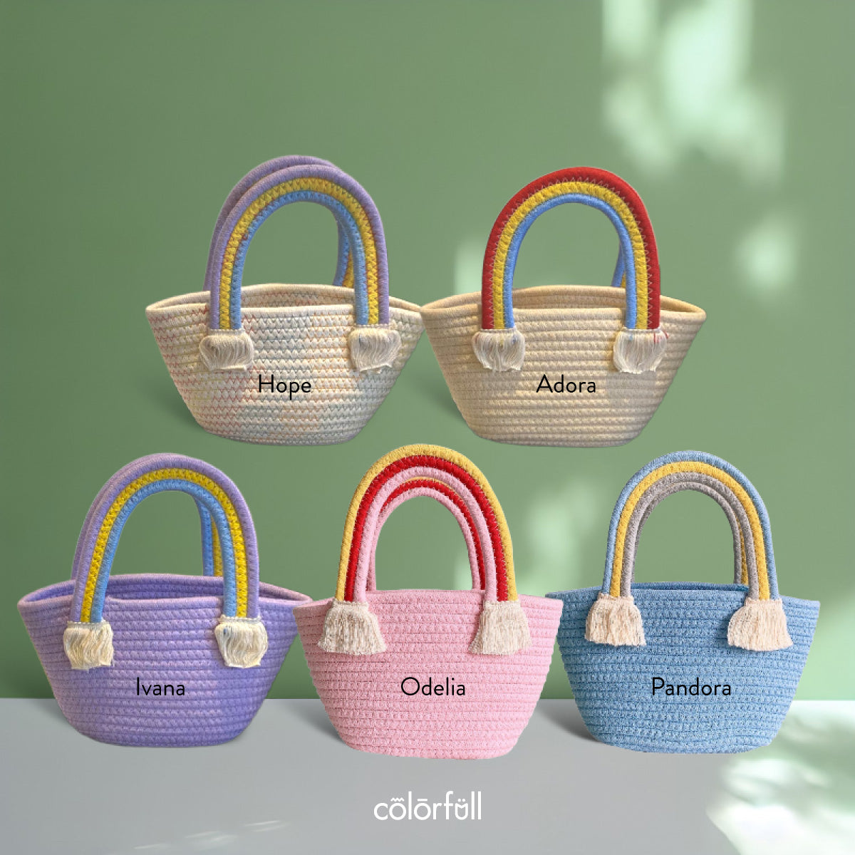 Rainbow Weave Basket Tote