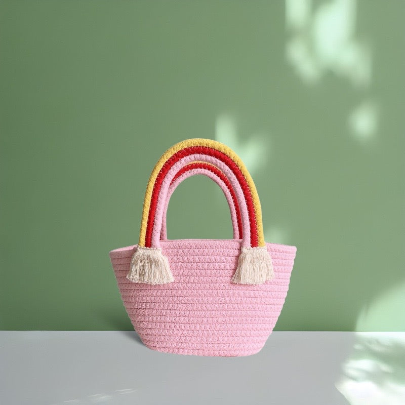 Rainbow Weave Basket Tote