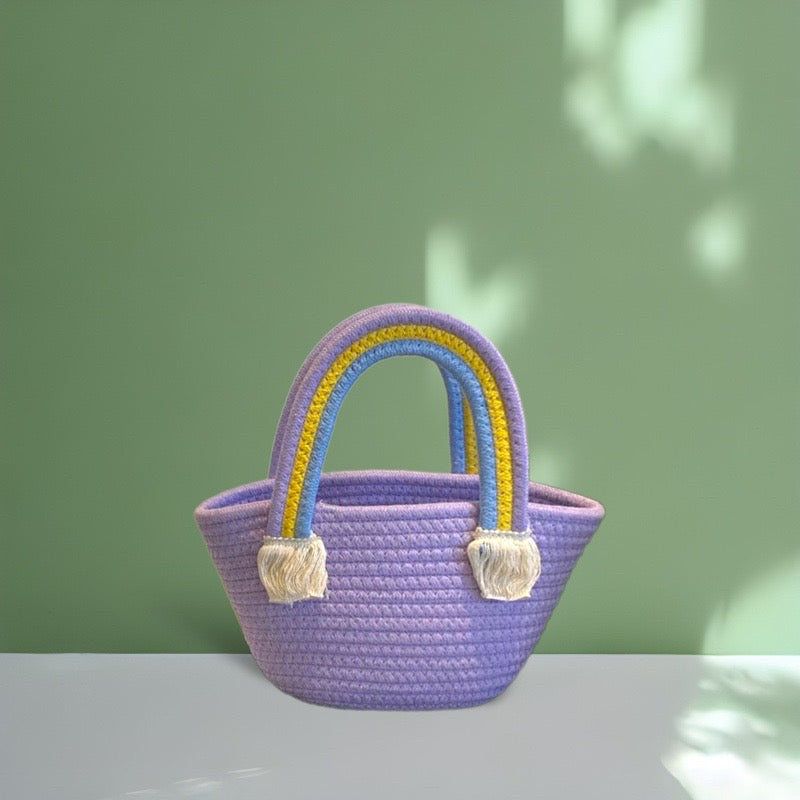 Rainbow Weave Basket Tote