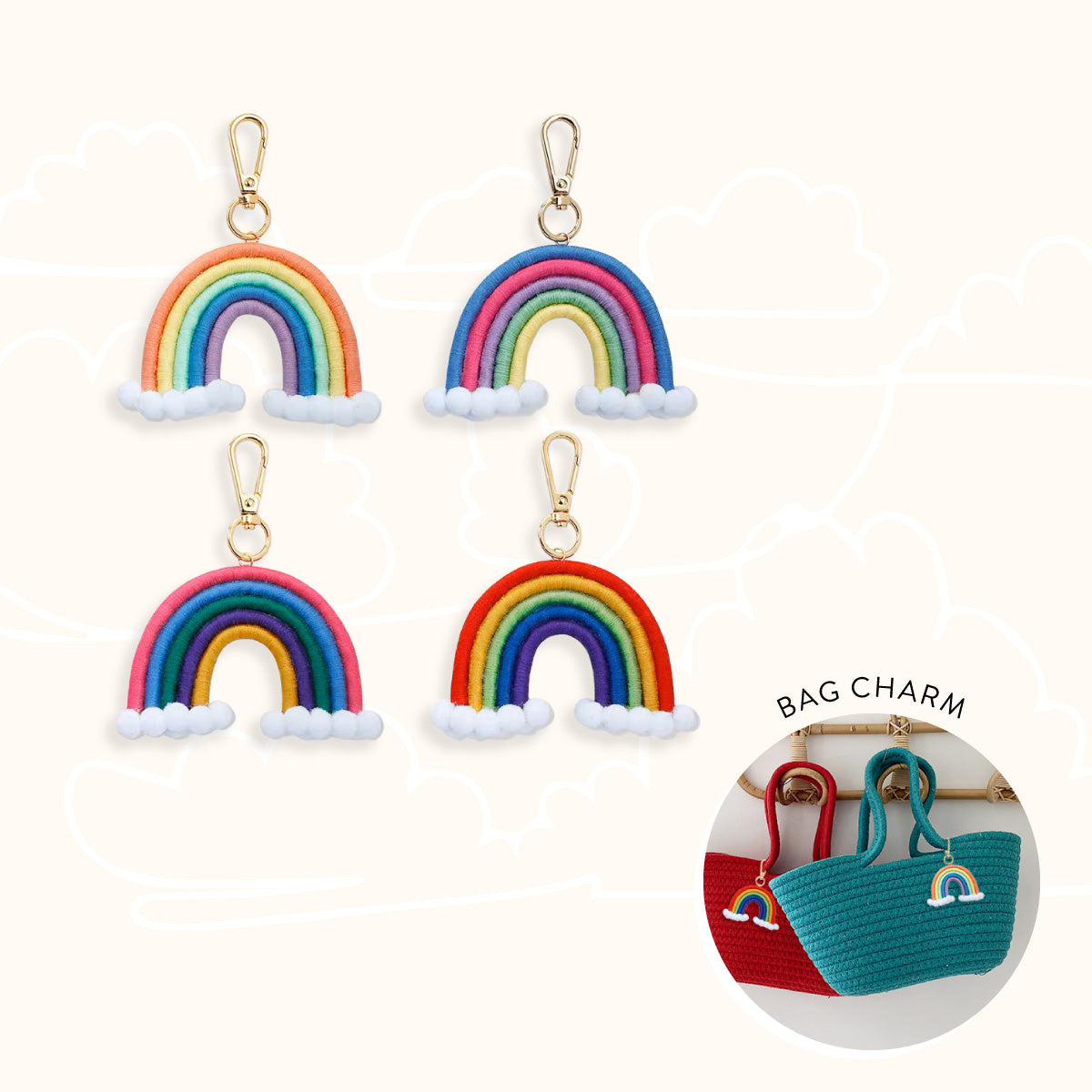 Rainbow Bag Charm Keychain