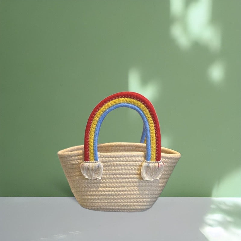 Rainbow Weave Basket Tote