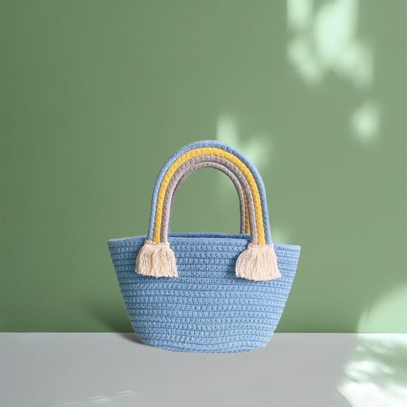 Rainbow Weave Basket Tote