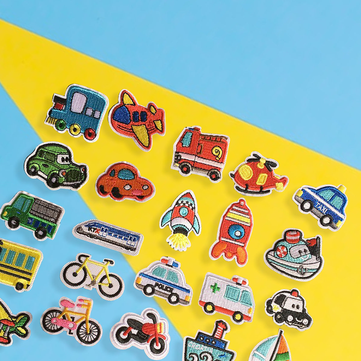 Transportation Iron-on Patches (Set of 24)